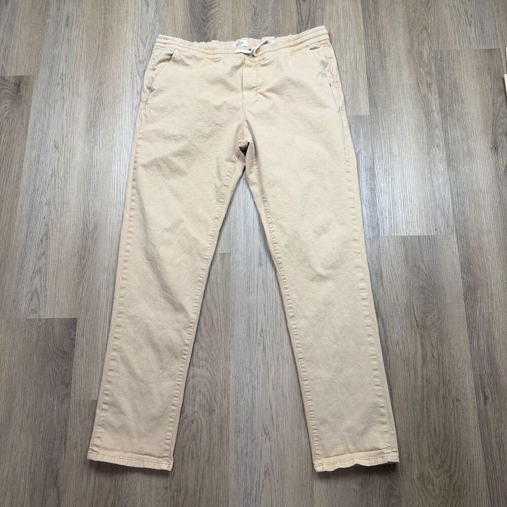 Marine Layer Pants Mens 2XL Beige Slim Fit Elastic Waist Chino Casual